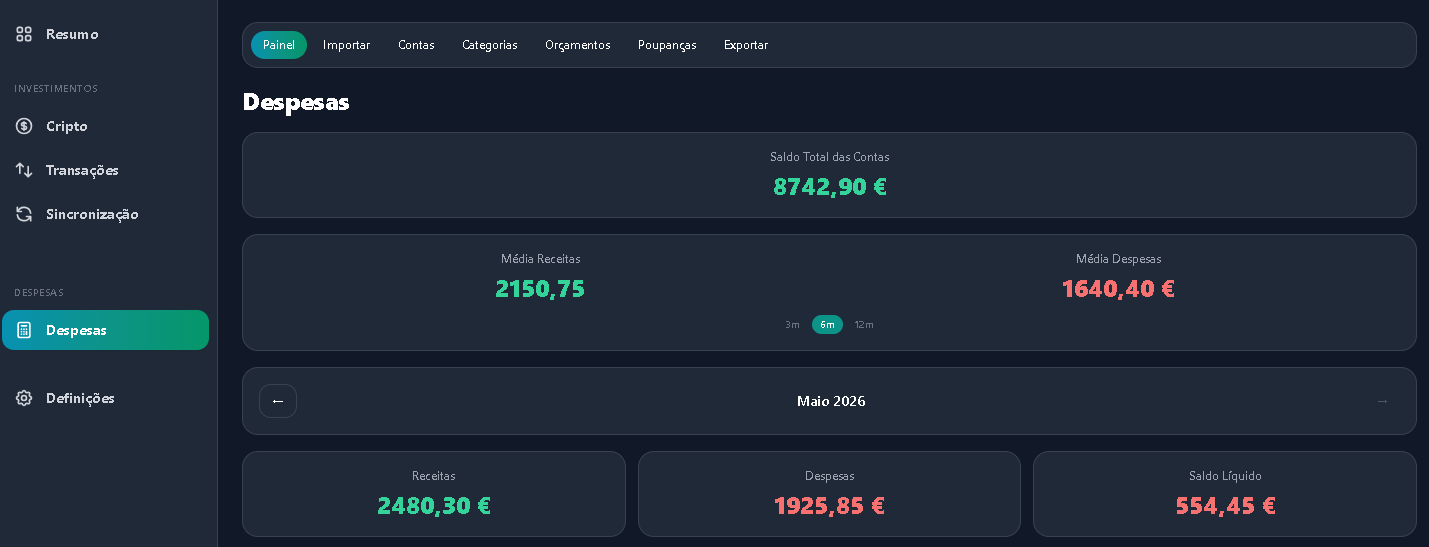 Controlo de Despesas e Poupanças